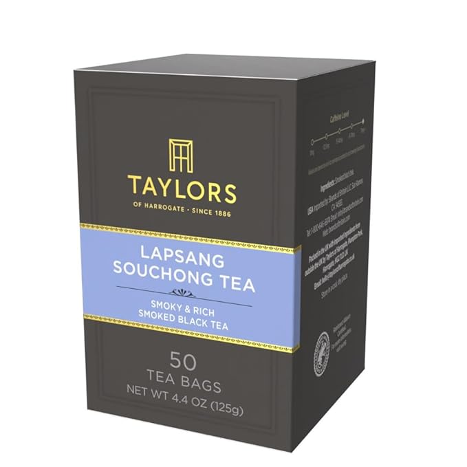Taylors of Harrogate Lapsang Souchong, Black Tea, Pillow Tea Bags, 50 Count (Pack of 6), Smoky, Rich and Strong, Caffeinated, Enjoy Hot or Iced, 300 Teabags Total
