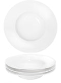 Pasta Plates with Rim 12 oz, Soup Bowl Pasta Bowl Set of 4, White Shallow Bowl Plate, Ceramic Wide Rimmed Soup Bowl, Best choice for high-end restaurants, hotels, and foodies, 10 Inch