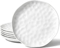 HOMBENE Dessert Pasta 8 Inches Set for 6, Sun-glitter Style, Salad Plates, Porcelain Round Shaped Dinner Plates for Kitchen, Porcelain Dinner, Microwave & Dishwasher Safe, White