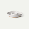 MORA Ceramic Chips and Dip Serving Tray: Large Divided Party Bowl Set for Chips & Salsa, Veggies & Dip, Fruit, Snacks, Entertaining, Hosting, etc. Minimalist Design for the Modern Hostess - Oat