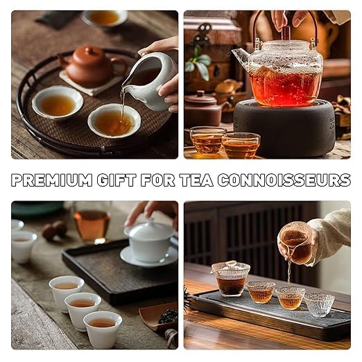 Pu-Erh Tea, 2015 Aged Pu-Erh Tea Brick Gift Box, Organic Ripe Fermented Dark Puer, 50g x 8 Individually Boxed, Chinese Compressed Puerh, Premium Holiday Present