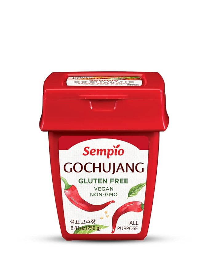 Sempio Gochujang Vegan Korean Red Chili Pepper Paste - Gluten Free: Sweet Spicy Savory Paste, Traditional Fermented Condiment for Cooking, Marinades, Dips, Sauces, Non GMO (8.8oz/250g)
