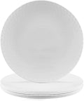 LaGlint 8.5 inch Salad Plate Set of 6, Opal Glass Round Geometric Faceted Small White Plates for Dessert, Kitchen, Dishwasher and Microwave Safe