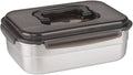 STENCOC Stainless Steel BPA Free Rectangular Leakproof Airtight Kimchi/Pickle / Food Storage Container Saver (2.5L / 85oz / 9.8") One Handle Half-Transparent Lid Stackable