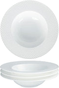 Ceramics Rimmed Soup Bowls 10.1 oz, White 9.1 inch Exquisite small soup plate Set of 4, Pasta plates With Rim is the best choice for hotels, kitchens, fine restaurants and gourmets