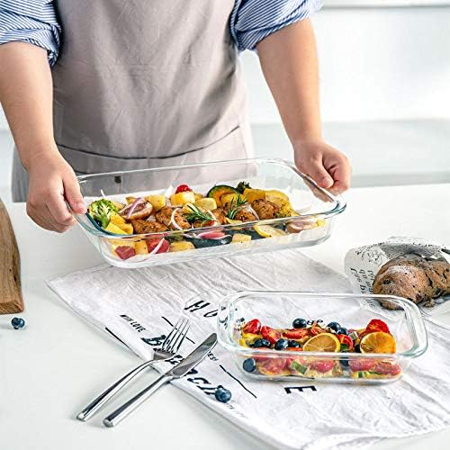 8-Piece Glass Baking Dish Set with Plastic lids,Rectangular Glass Bakeware Set with Lids, Baking Pans for Lasagna, Leftovers, Cooking, Kitchen, Freezer-to-Oven and Dishwasher, Blue