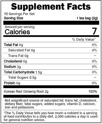 GEUMSAM Puffed Korean Red Ginseng Tea - 100% Ginseng Root, Premium Herbal Tea for Daily Wellness | 2g × 10 Tea-Bags (20g) | Hot & Cold Brew Wellness Tea