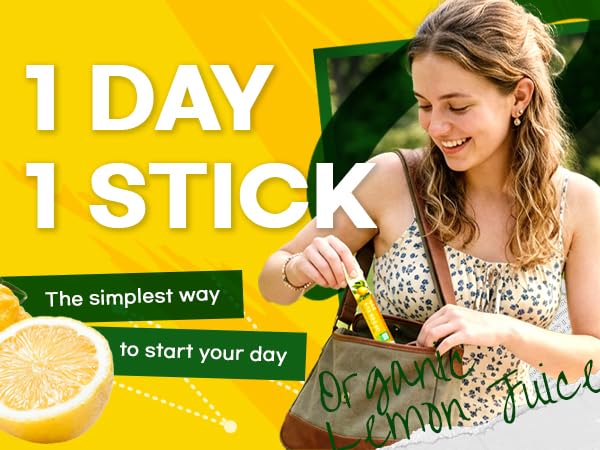 [30 Sticks] Organic 100% Pure NFC Whole Lemon Juice Sticks – 20g Each – Italian Lemon, Cold Pressed, Product of Korea, Non-GMO, No Sugar Added