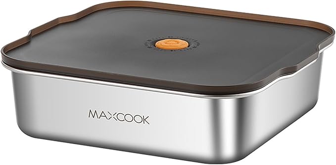 Large Stainless Steel Food Containers with Lids, 64 oz Food Storage Container set, Leak Proof Metal Food Container Bento Box, Snack Container set with Lid (Dishwasher & Freezer Safe, 1900 ml)
