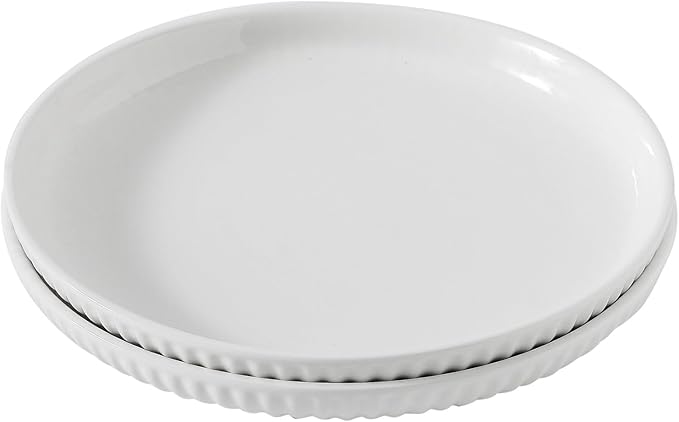 HASENSE Dinner Plate, 10 Inch White Ceramic Plates Set of 2, Dish Set for Steak, Pasta, Pizza, Appetizer, Round Dinnerware Dish for Kitchen, Serving Plate Microwave, Oven and Dishwasher Safe