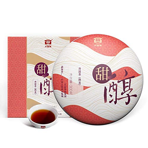 TAETEA “Sweet Wine” Ripe PUER Tea Cake, Aged Fermented Puerh Pu erh Tea Black Tea for Daily Drink and Gift (300g/10.58oz)