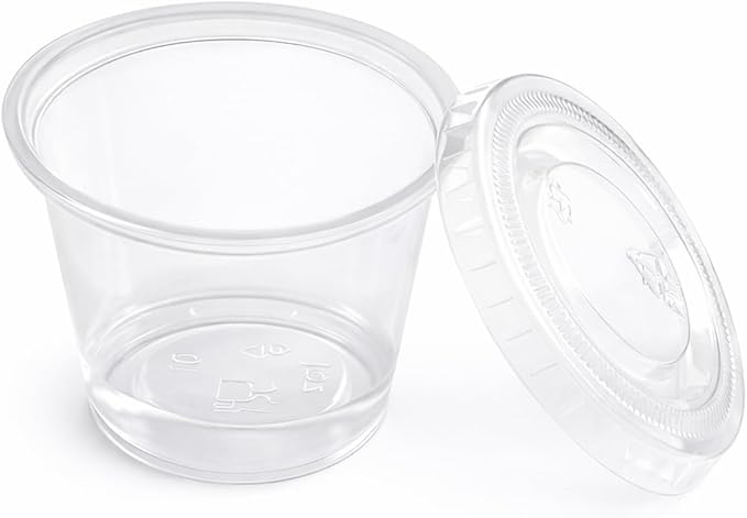 4U'LIFE 1 oz Clear Plastic Souffle Cup/BPA Free Portion Cup With Lids-100 Sets