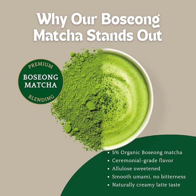 Damtuh Matcha Latte 20g x 7 Sticks – Ceremonial Grade Creamy Korean Matcha Latte Powder Mix, Instant Green Tea Drink for Smooth Café-Style Sweetened without sugar