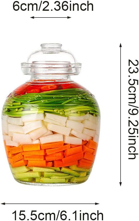 Glass Jar with Lid 2.5 Liter Fermentation Jar, Traditional Fermenting Crock Kit with Water Seal Airlock Lid, Pickle Jar for Pickles Kimchi, Sauerkraut, Wine Brewing, Kombucha