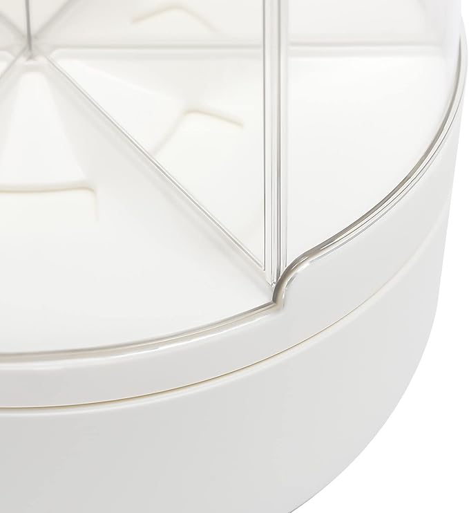 Rice Dispenser, 6 Grid 360° Rotating Cereal Dispenser Rice Container Holder with Lid, Grain Storage Organizer for Kitchen Countertop Dry Food, White, 14.3lbs