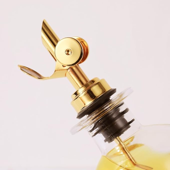 Molimoli Oil and Vinegar Dispenser with Metal Pour Spout, Weighted Pourer, Glass Bottle Dispenser for Kitchen, Olive Oil Cruet, Glass Olive Oil Bottle | 500ml, Set of 2