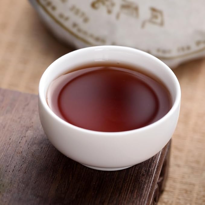 SANRAN Pu Erh Tea, Aged Puer Tea Cake, Ripe Puerh Black Tea, Year 2015, 12.60oz