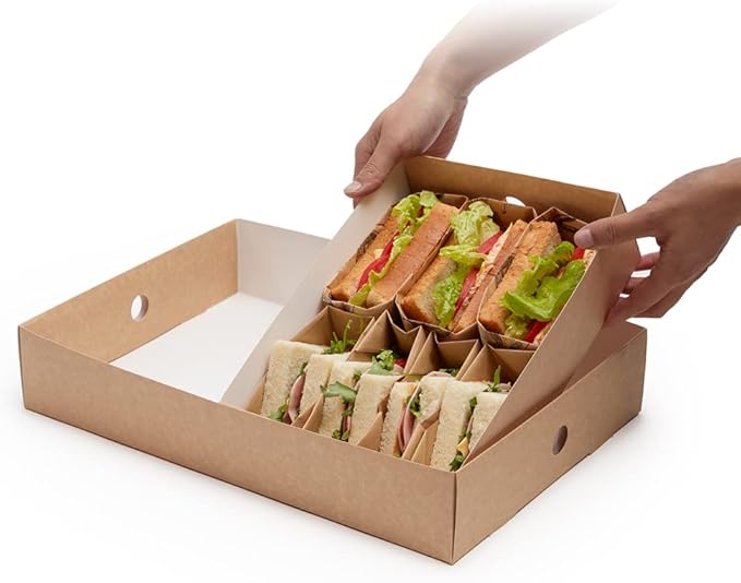 Restaurantware-12 x 8.7 x 3.2 Inch Insert For Catering Trays, 10 Grease-Resistant Insert For Catering Boxes - High Wall, Sturdy, Kraft Paper Insert For Catering Food Containers, Trays Sold Separately