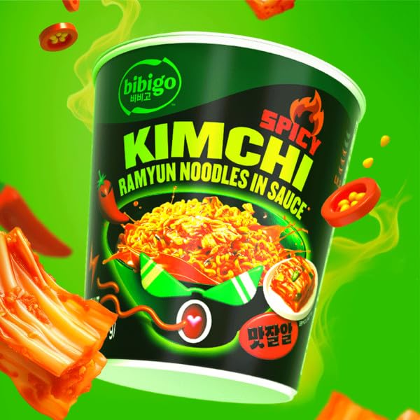 Bibigo Ramyun Ramen Noodles, Spicy Kimchi, 3.45 Ounce (Pack of 1)