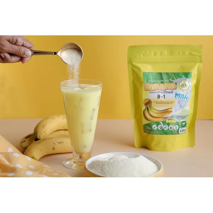 บีเค Korean Style Banana Milk Powder Instant Creamy Banana Drink Mix for Lattes, Smoothies, and Baking 400g