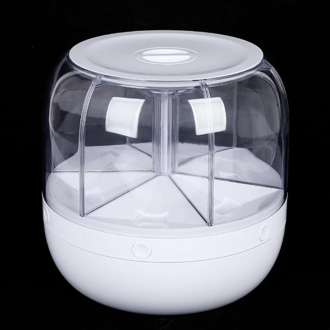 13Lbs Medium Grain dispenser 360°Rotating Rice Food Dispenser 6 Grids rice container rotatable Beans Containers Storage with Sealed lid for Peanut Barley Millet and Cereal