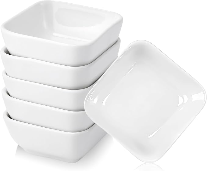 6 Pack Ceramic Dip Bowls, 3 Oz Small Dipping Bowl, White Ceramic Dip Bowls Set, Porcelain Dipping Sauce Bowl, Soy Sauce Dishes for Soy Condiment BBQ Ketchup Sushi