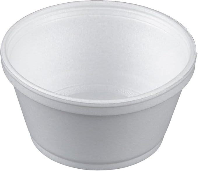 Case of 50 White 8 oz Squat Foam Food Containers – Insulated Disposable Side-Dish & Soup Cups for Restaurants, Catering, Meal Prep