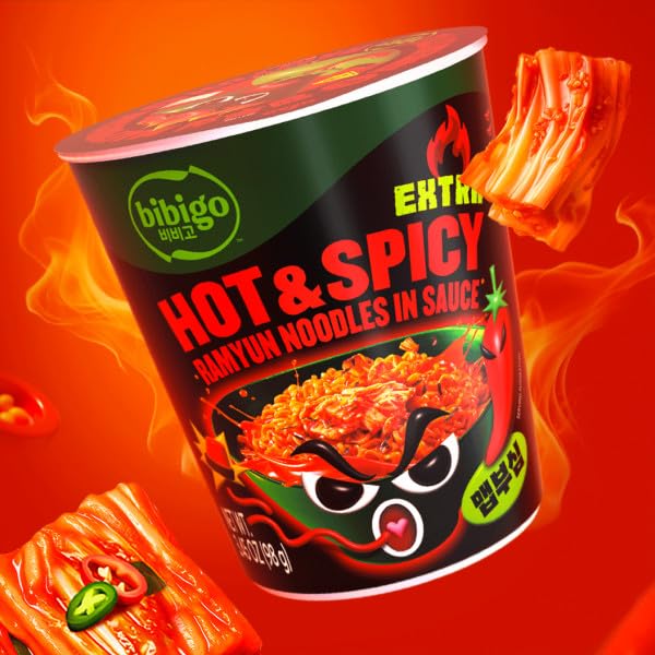 Bibigo Ramyun Ramen Noodles, Hot & Spicy, 3.45 Ounce (Pack of 1)