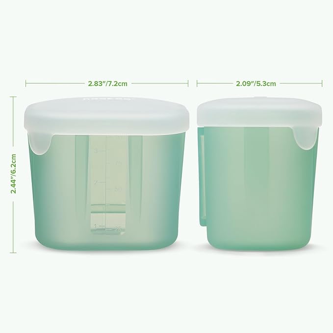 haakaa Mini Meal Silicone Storage Containers,3 oz Silicone Baby Food Containers with Airtight Lids,Reusable Baby Food Jars for Purees, Fruits & Snacks-Microwave & Dishwasher Safe,6 Pack,Pea Green