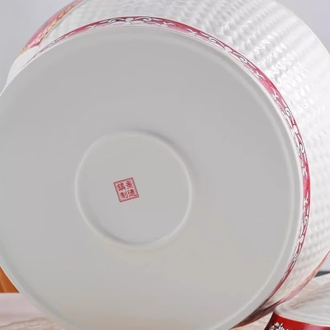 Grain and Rice Storage Container Ceramic Rice Dispenser Storage Container Large Capacity Grain Dispenser Food Dispenser Airtight Storage Chinese Rice Dispenser(4KG)