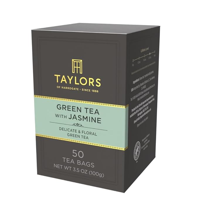 Taylors of Harrogate Green Tea with Jasmine, Pillow Tea Bags, 50 Count (Pack of 2), Delicate, Floral and Sweet, Caffeinated, Enjoy Hot or Iced, 50 Teabags