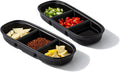 2PCS Ceramic Dishes, Ceramic Dish Stainless Steel Soy Tomato Sauce Salt Vinegar Sugar Spices Flavor Condiment Dip Bowls Korean BBQ Home Kitchen Plates (3 Grids Black)