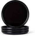 Herogo 4-Piece Stoneware Small Dinner Plates Set, 7.9" Ceramic Round Dessert Plate Set, Double Reactive Glaze Large Dinnerware Plates for Kitchen, Microwave, Oven and Dishwasher Safe, Matte Black