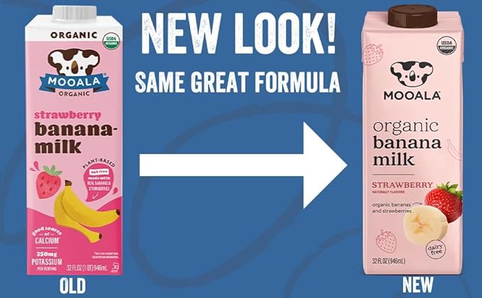 Mooala – Organic Strawberry Bananamilk, 32 fl oz (Pack of 6) – Shelf-Stable, Non-Dairy, Nut-Free, Gluten-Free, Plant-Based Beverage with No Added Sugar
