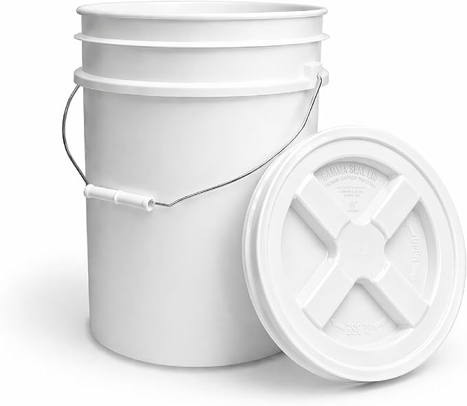 ePackageSupply 5 Gallon Bucket - Food Grade Bucket with Airtight Gamma Seal Screw-On Lid, BPA-Free, Heavy-Duty 90 Mil HDPE Plastic, Bulk Storage, Durable Container, Made in USA, White/White, 3 Packs