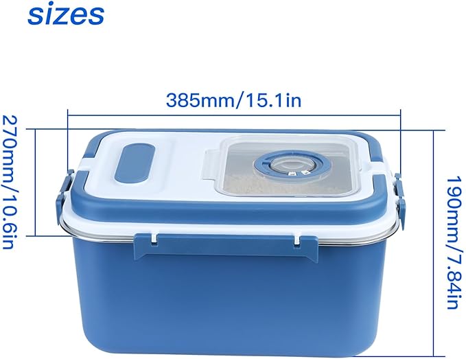 Rice Sorage Container Bin 20 lbs Stainless Steel Flour Storage Containers with Lid Rice Grain Kitchen Bucket Airtight Canister for Cereals Flour Sugar Tea Milk Wine Ice, Dry/Wet Food,Blue