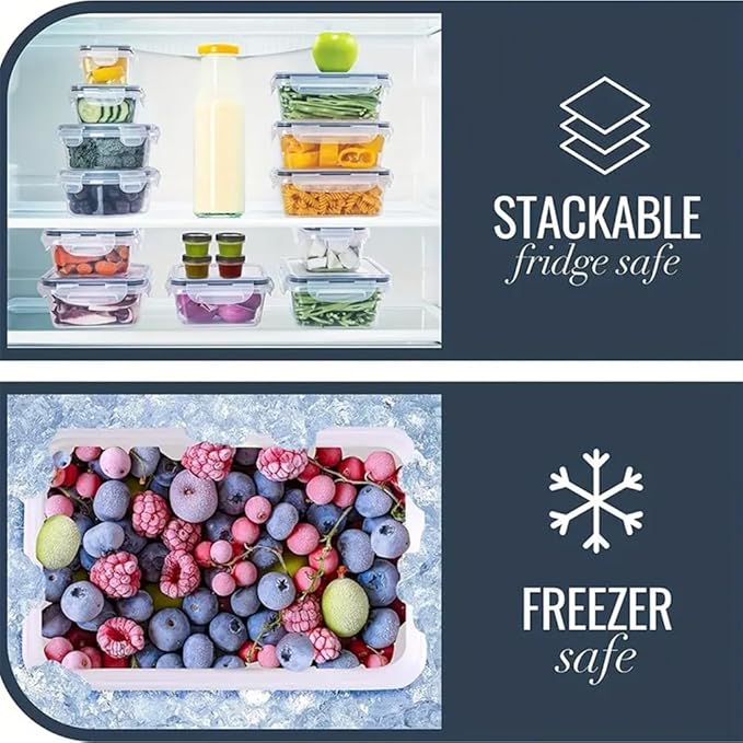 48 Pack Meal Prep Containers Set With Airtight Lids,BPA Free Food Storage Containers For Leftovers Leakproof Stackable Freezer/Microwave/Dishwasher Safe Lunch Box (24, Rectangular+Roud)