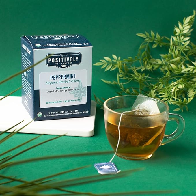 Organic Positively Tea Company, Peppermint Leaf Herbal Tea Bags, 20 Count