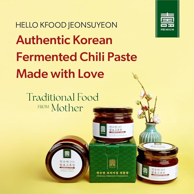 HELLO KFOOD JEONSUYEON Korean Fermented Chili Paste Gochujang 한국산 고추장 350g (12.3 oz) – Made with 100% Korean Ingredients
