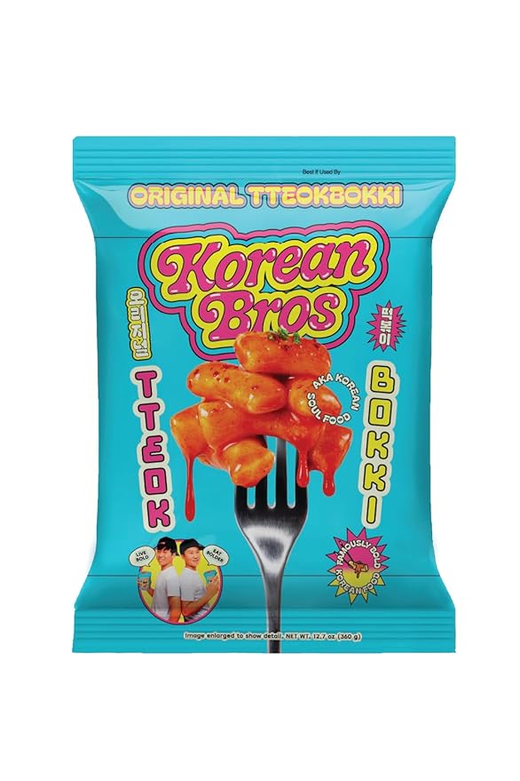 Korean Bros Original Tteokbokki (360g) – Spicy Rice Cakes, Korean Street-Style Snack or Meal, 2 Servings