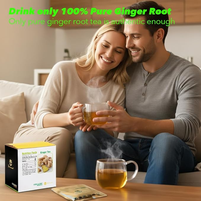 Soilmount - Ginger Tea - |Ginger Root|姜|jiang| - Pure Herbal Tea - Natural, Organic, Non-GMO, Clean Ingredients, Caffeine Free (18 Tea Bags, Box 1)
