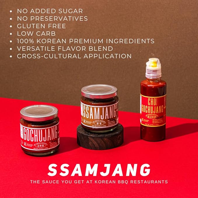 K Kurious Pantry Ssamjang, Seasoned Soybean Paste, Korean BBQ Essential, Barbecue Dipping Sauce, Mix of Gochujang & Deonjang, No Flour, No Added Sugar, No Preservatives, 8.81 OZ