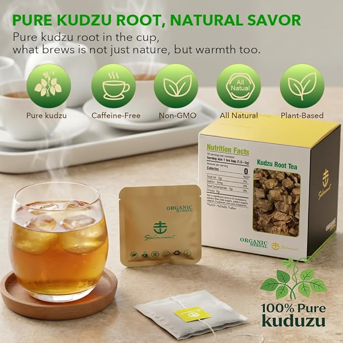 Soilmount Kudzu Root Tea | Herbal Tea | Ge gen cha - 18 Tea Bags per Box, Naturally Sweet, Perfect for Daily Enjoyment