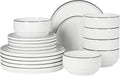 Gibson Home Rothernberg Plates and Bowls 18 Piece Porcelain White Dinnerware Set W/Black Rim | Stackable Dishes | Microwave & Dishwasher Safe