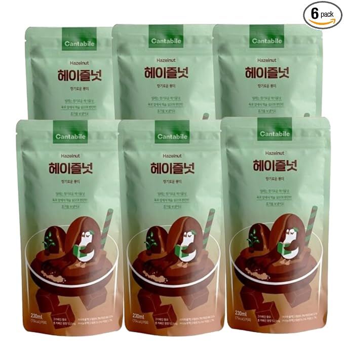 Cantabile Korean Convenience Store Pouch Drink Ready-to-Drink Coffee Beverage Imported from Korea (6 Pack, Hazelnut)