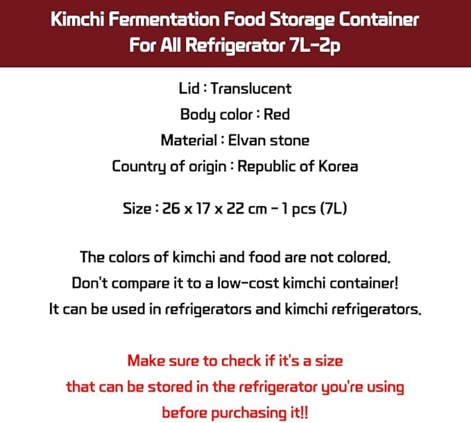 7L-2 Airtight Kimchi Container with Handle, Multi-Purpose Food Storage Box,Translucent lid container,Kimchi Fermentation container, fruit-pickle container Compatible with All Refrigerator