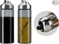 Aelga Olive Oil Dispenser Bottle for Kitchen, 2-Pack 14oz Dark Glass Oil and Vinegar Dispenser Set, Auto Flip Lid, UV-Protected Cooking Oil Cruet with Drip-Free Pour Spout