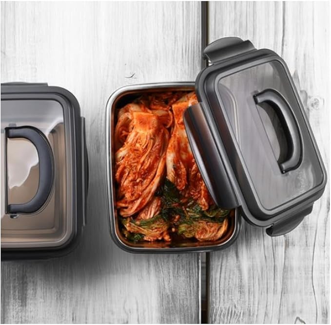 MYTEMS KIMCHI Storage Stainless Steel 2.8 liter set of 2 Food Containers SUS 304 Handle Type