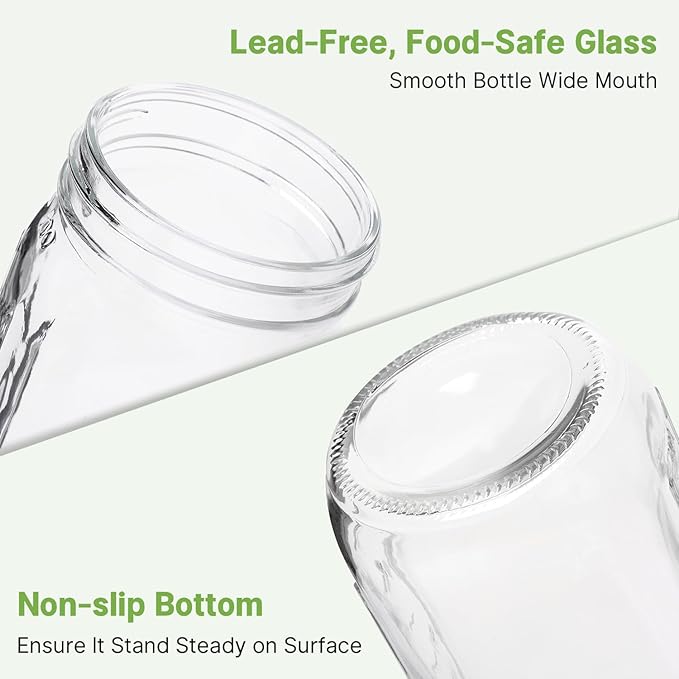 4-Pack Mason Jar Fermentation Kit(Jars Included) Four 32oz Fermentation Jars with Plastic Fermenting Lids, Airlocks, Silicone Rings & Grommets, and Glass Weights for Easy Fermenting & Storage