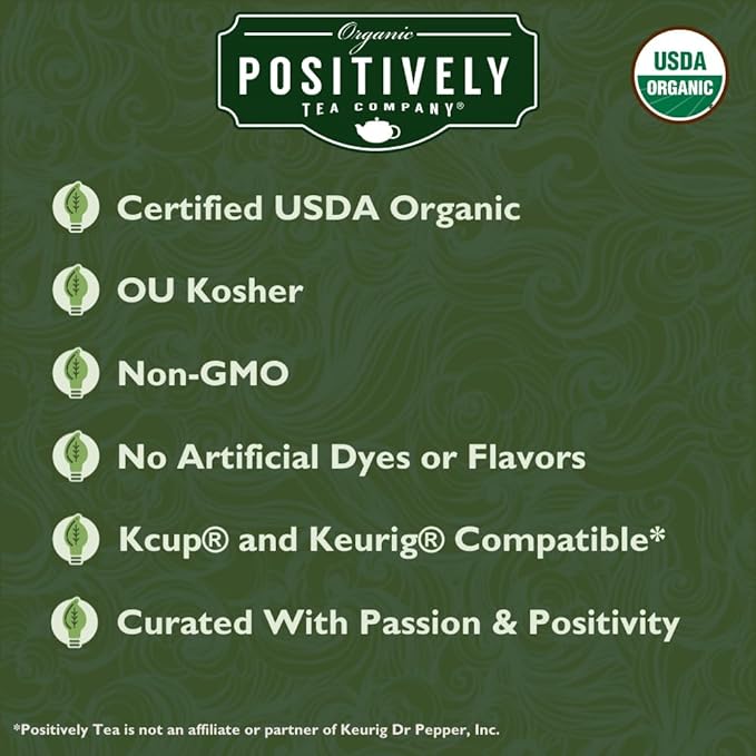 Organic Positively Tea Company, Green Tangerine Green Tea, K-Cup Compatible, 96 Pods